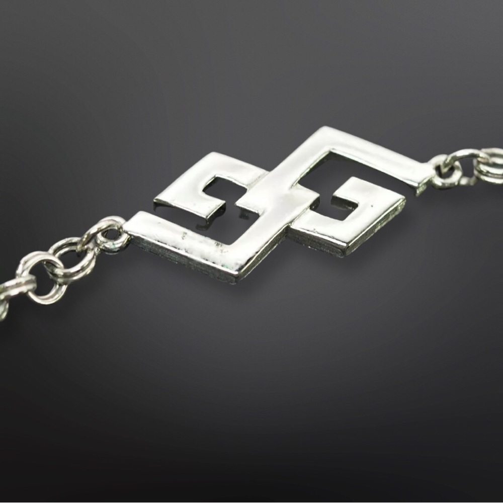 AUTHENTIC VINTAGE GIVENCHY SILVERTONE CHAIN GG CLASP LONG NECKLACE 30" NR - Picture 7 of 12